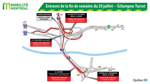Un carte de l'échangeur Turcot. Un carte de l'échangeur Turcot.