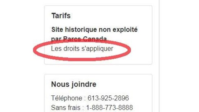 Une capture d'écran du site web de Parcs Canada révèle des erreurs de français, notamment dans la section sur les tarifs. Une capture d'écran du site web de Parcs Canada révèle des erreurs de français, notamment dans la section sur les tarifs.