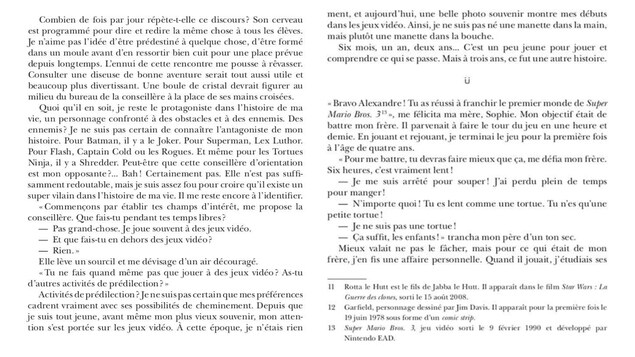 Extrait du livre ESport Geek Life démontrant le contenu de la section roman. Extrait du livre ESport Geek Life démontrant le contenu de la section roman.