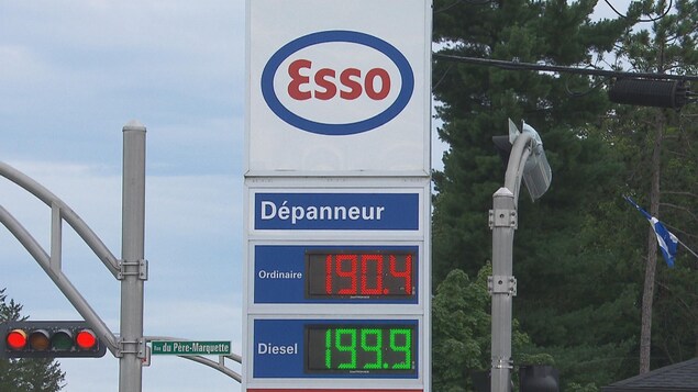 Une pancarte avec le prix de l'essence.