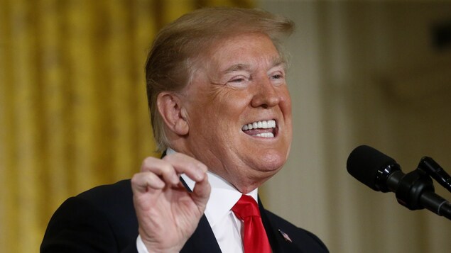 Le président américain Donald Trump en conférence de presse. Le président américain Donald Trump en conférence de presse.