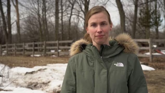 Hours after Roxham road closed, Evelyne Bouchard witnessed a family of migrants getting detained by the RCMP outside her home. (Charles Contant/CBC)