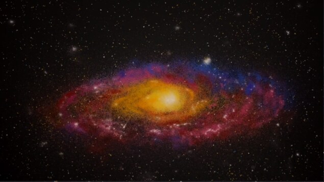 Une oeuvre d'art représentant une galaxie.