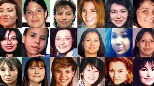 Rostros de indígenas desaparecidas y asesinadas en Canadá.