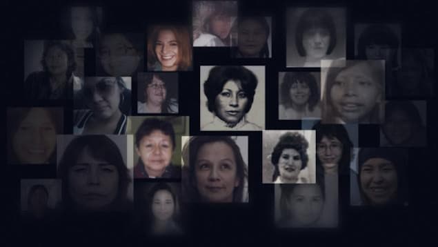 Des photos de plusieurs femmes sur un fond noir.
