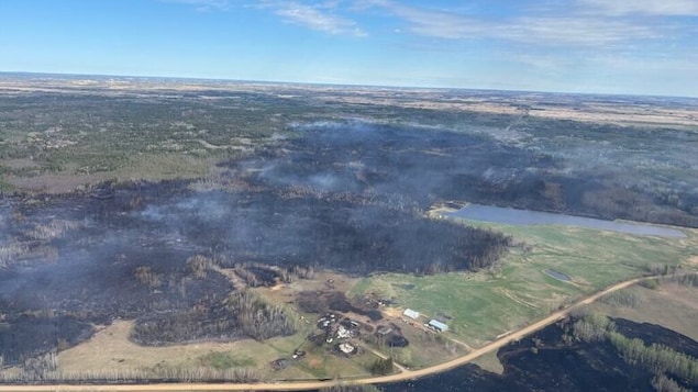 La forêt du comté de Sturgeon est survolée de fumée d'incendie.