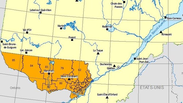 Une carte du Québec. Une carte du Québec.