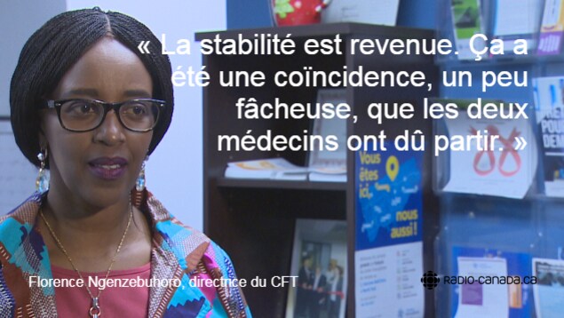 Citation de la directrice du CFT, Florence Ngenzebuhoro qui dit : « La stabilité est revenue. Ça a été une coïncidence, un peu fâcheuse, que les deux médecins ont dû partir. » Citation de la directrice du CFT, Florence Ngenzebuhoro qui dit : « La stabilité est revenue. Ça a été une coïncidence, un peu fâcheuse, que les deux médecins ont dû partir. »