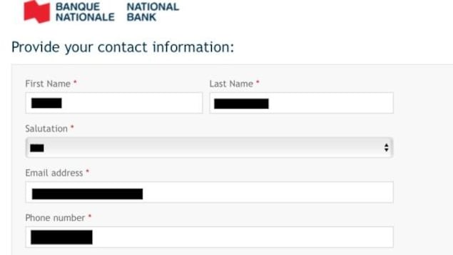 Capture d'écran du formulaire en ligne où le nom, courriel et numéro de téléphone d'un client apparaissent déjà. Capture d'écran du formulaire en ligne où le nom, courriel et numéro de téléphone d'un client apparaissent déjà.