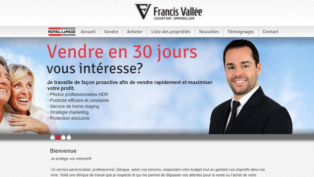 Le site internet de Francis Vallée avec sa photo.