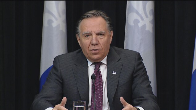 Le premier ministre du Québec François Legault en conférence de presse.