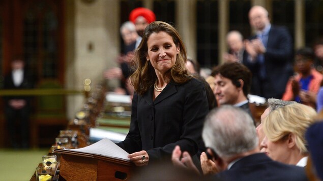 Chrystia Freeland, ministre des Affaires étrangères du Canada, prononce un discours sur la politique étrangère du gouvernement de Justin Trudeau.