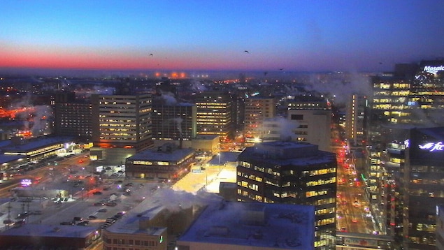 Une vue en hauteur du centre-ville de Regina