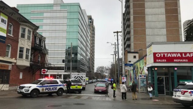 Le lieu de la fusillade dans le centre-ville d'Ottawa.