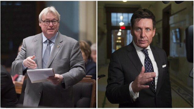 Le ministre de la Santé, Gaétan Barrette, et le président du Conseil du Trésor, Pierre Moreau
