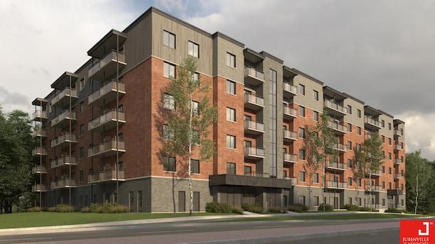 Image de la façade du nouveau projet de l’OMH, rue Galt Ouest, qui comprendra les 116 logements sociaux.