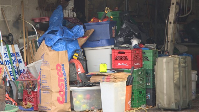 Des outils d'aménagement paysager dans un garage. Des outils d'aménagement paysager dans un garage.