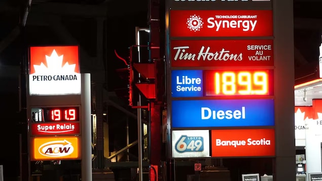 Mga presyo ng gas naka-display sa mga gasolinahan.