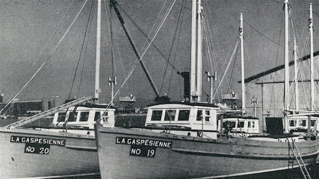 La Gaspésienne no. 20 au chantier naval Davie Brothers à Lévis, 1958