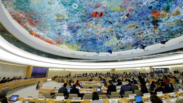 Vue de l'assemblée des membres du Conseil des droits de l'Homme de l'ONU à Genève Vue de l'assemblée des membres du Conseil des droits de l'Homme de l'ONU à Genève