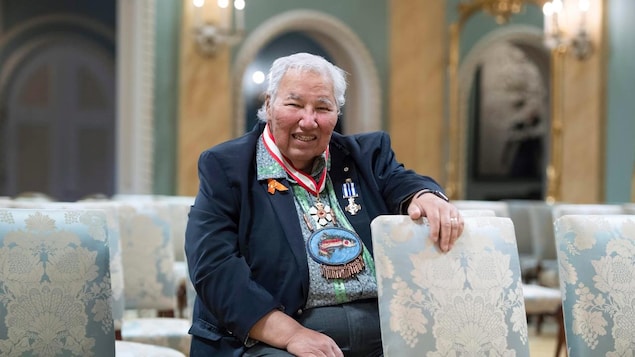 Murray Sinclair sits in the ballroom at Rideau Hall after being invested as a companion of the Order of Canada and receiving a Meritorious Service Cross in Ottawa on Thursday. 