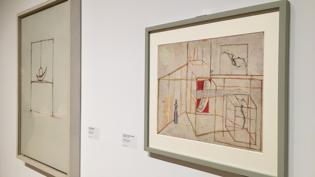Deux oeuvres peintes de Giacometti, réalisées respectivement en 1932 et en 1965. Le Palais à 4h du matin et Boule suspendue.