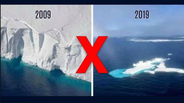 Le glacier de gauche est immense alors que celui de droite est minuscule.