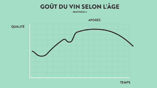 Graphique indiquant le meilleur moment pour boire une bouteille de vin de garde. Graphique indiquant le meilleur moment pour boire une bouteille de vin de garde.