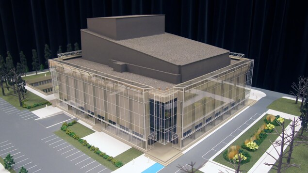 Maquette de l'enveloppe de verre qui sera construite autour du Grand Théâtre.