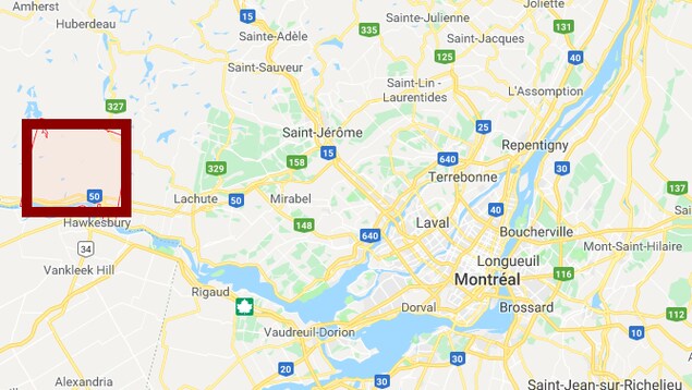 Localisation de la municipalité de Grenville-sur-la-Rouge. Localisation de la municipalité de Grenville-sur-la-Rouge.