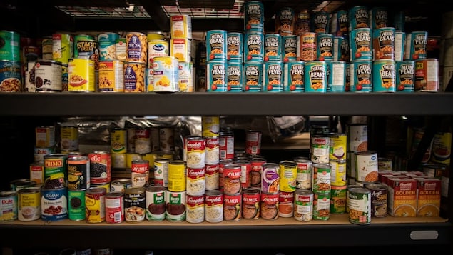 Groceries are pictured at the Guru Nanak Food Bank in Delta, B.C., in April 2024. Consumers are still feeling anxious over high prices and economic uncertainty from the U.S. trade conflict, according to a Bank of Canada survey published Monday. 