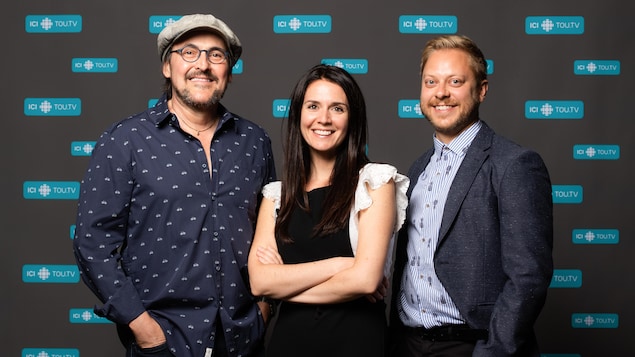 Guy A. Lepage, Mélissa Désormeaux-Poulin et Guillaume Lambert prennent la pose pour l'annonce de la série web « Bébéatrice ». Guy A. Lepage, Mélissa Désormeaux-Poulin et Guillaume Lambert prennent la pose pour l'annonce de la série web « Bébéatrice ».
