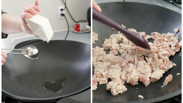 Huile et poulet. Huile et poulet.