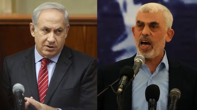 Israeli Prime Minister Benjamin Netanyahu, left, and Hamas leader Yahya Sinwar 'bear criminal responsibility' for war crimes and crimes against humanity, the chief prosecutor of the International Criminal Court said in a statement released Monday. 