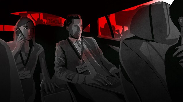 Illustration de deux personnes assises sur la banquette arrière d'une voiture.