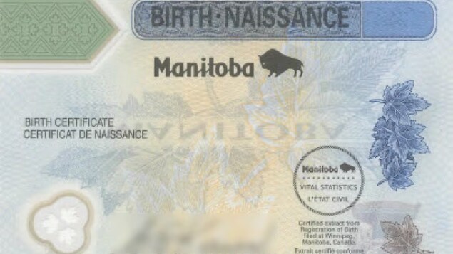 Un certificat de naissance du Manitoba.