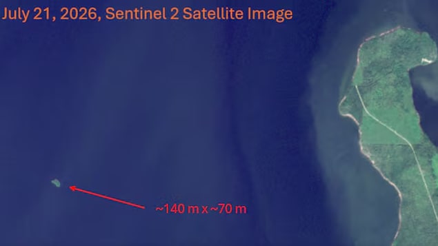 Image satellite montrant l'île.