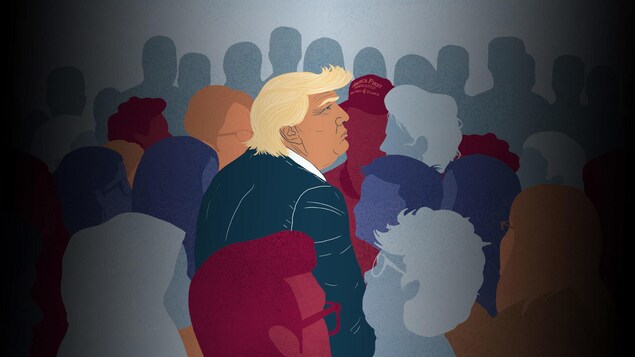 Une illustration de Donald Trump dans une foule Une illustration de Donald Trump dans une foule