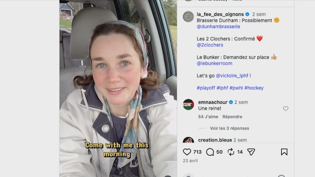 Capture d'écran de la vidéo Instagram de Juliette Dumaine.
