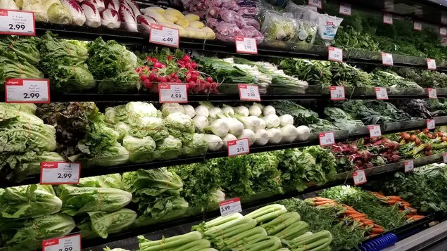 The produce section at a Longo's supermarket in Stouffville, Ont., in February. Canada's inflation rate fell to 5.2 per cent in February, the largest deceleration from a previous month since April 2020, according to Statistics Canada. (Emily Chung/CBC)