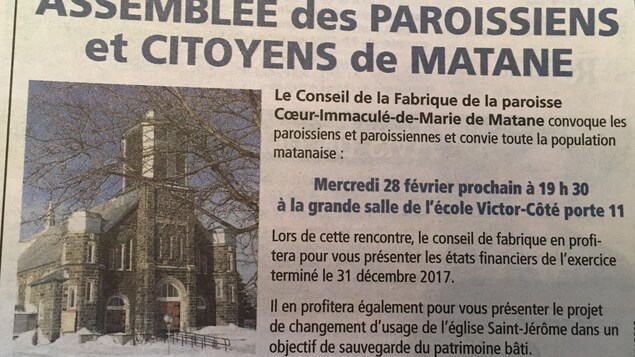 L'annonce parue dans l'Avantage gaspésien L'annonce parue dans l'Avantage gaspésien