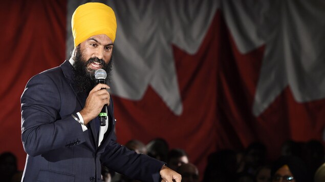 Jagmeet Singh au lancement de sa campagne, à Brampton