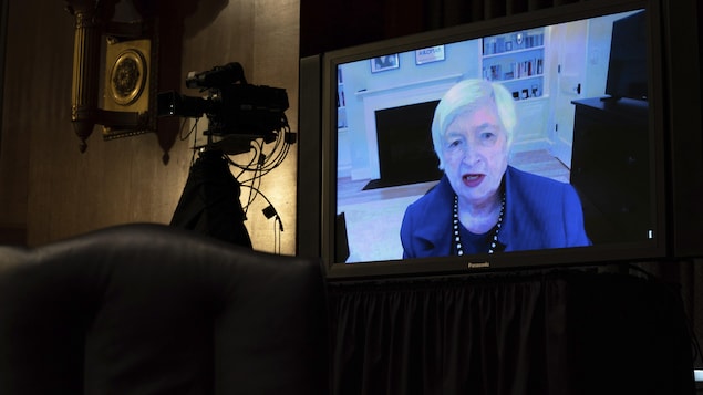 La future secrétaire au Trésor des États-Unis, Janet Yellen, lors de son audition devant le Sénat américain.