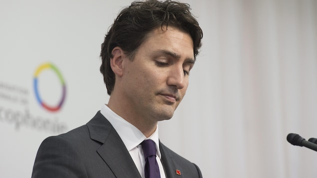 Le premier ministre du Canada Justin Trudeau prend la parole au Sommet de la Francophonie à Antananarivo