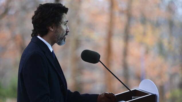 Le premier ministre du Canada Justin Trudeau durant son point de presse le 1er décembre 2020.