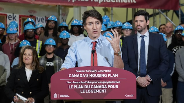Prime Minister Justin Trudeau makes a housing announcement in Calgary on April 5.