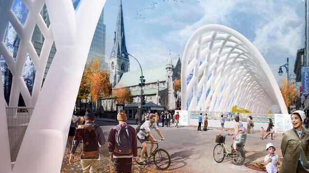 Proposition lauréate de la firme Kanva pour la mise en valeur du chantier de la rue Sainte-Catherine Ouest. Proposition lauréate de la firme Kanva pour la mise en valeur du chantier de la rue Sainte-Catherine Ouest.