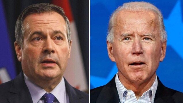 De gauche à droite : Jason Kenney et Joe Biden.
