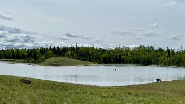Last Chance Lake, pictured in June 2022, could be an example of Charles Darwin's 'warm little pond' theory, which hypothesized that life emerged from a shallow lake with the right mixture of chemicals and energy. 