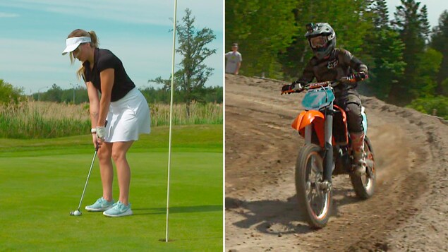 Laurie Blouin pratique le golf et le motocross.